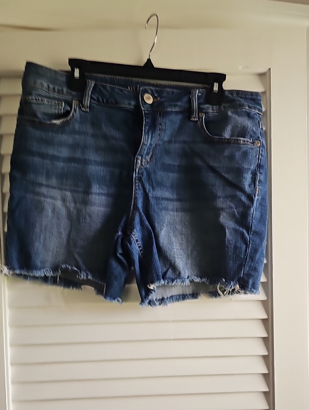 Maurices Distressed Mid-Blue Denim Cutoff Shorts